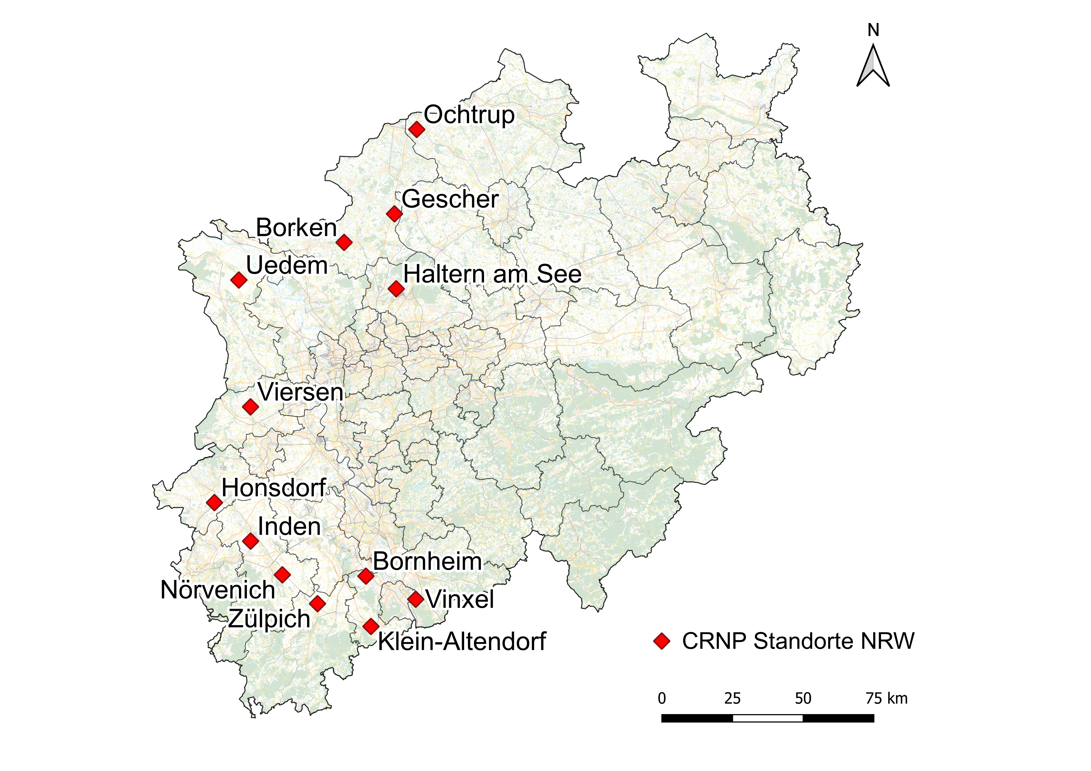 Karte mit Mess-Standorten in NRW